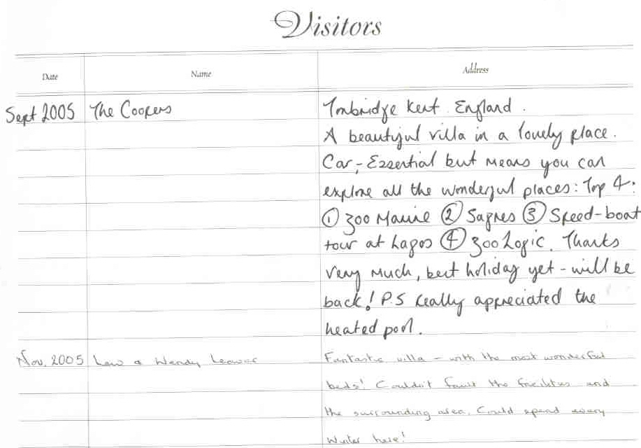 Visitor comments page 2
